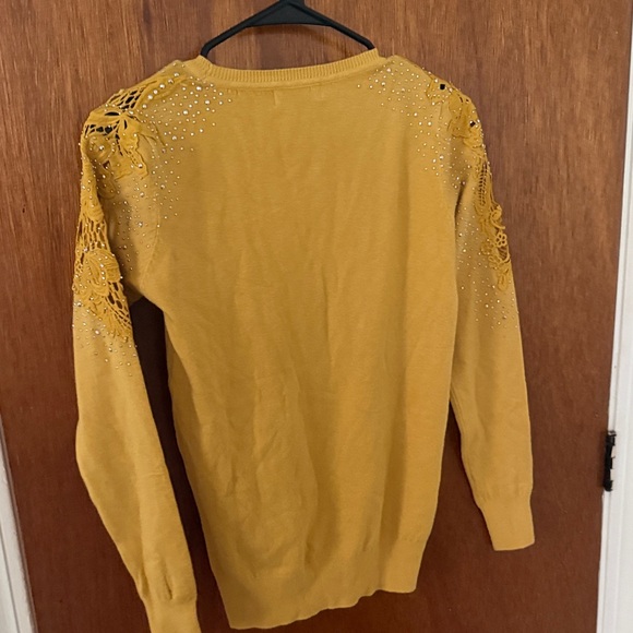 Mustard Yellow Sweater with Lace Detail - Picture 11 of 11